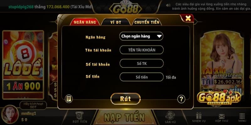 Cách rút tiền GO88 Cách rút tiền GO88 lợi ích vượt trội